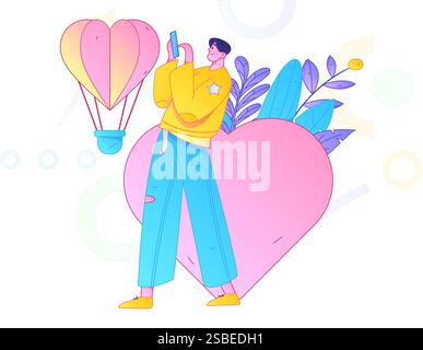 Joyeuse Saint-Valentin concept de vecteur de caractère plat illustration dessinée à la main Illustration de Vecteur