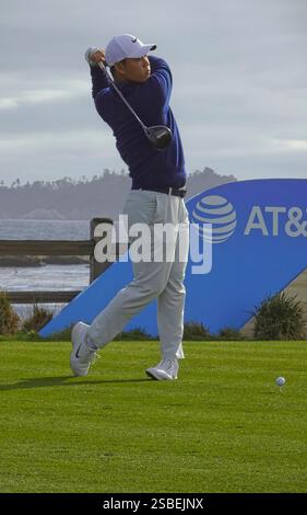 Pebble Beach, États-Unis. 02 février 2025. Pebble Beach, Californie, États-Unis - 2 février 2025 Tom Kim le dernier jour du parcours de golf AT&T Pebble Beach Pro-Am (PGA Tour signature golf event), Californie, États-Unis crédit : Motofoto/Alamy Live News Banque D'Images
