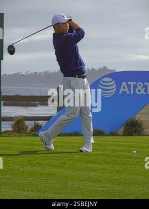 Pebble Beach, États-Unis. 02 février 2025. Pebble Beach, Californie, États-Unis - 2 février 2025 Tom Kim le dernier jour du parcours de golf AT&T Pebble Beach Pro-Am (PGA Tour signature golf event), Californie, États-Unis crédit : Motofoto/Alamy Live News Banque D'Images