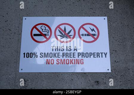 Une zone non fumeur, sans vapotage et sans marijuana au BC place Stadium à Vancouver, en Colombie-Britannique. Banque D'Images