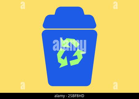 Une illustration de poubelle colorée avec l'affiche de recyclage dessus. Il peut être utilisé pour le fixer à des produits qui sont recyclés. Banque D'Images