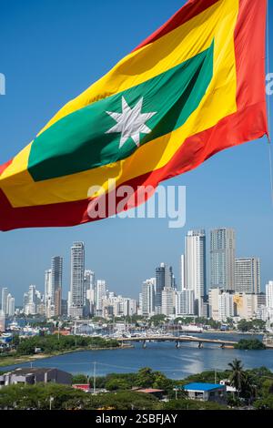 Vue sur la ville depuis la forteresse San Felipe de Barajas. 29 juillet 2024 à Cartagena, Colombie Banque D'Images