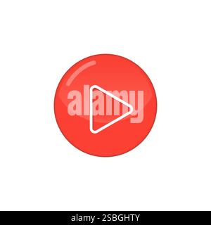 Icône de bouton de lecture rouge simple Illustration de Vecteur