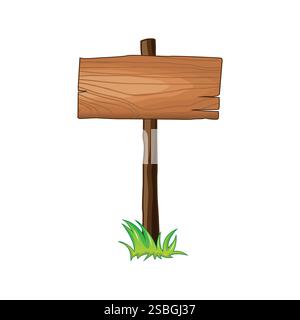 Panneaux de signalisation en bois. Banderoles en bois rustiques de dessin animé, panneaux d'affichage de planches de recherche d'itinéraire Illustration de Vecteur