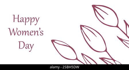 Salutation joyeuse Journée des femmes avec illustration florale dans un design minimaliste Illustration de Vecteur