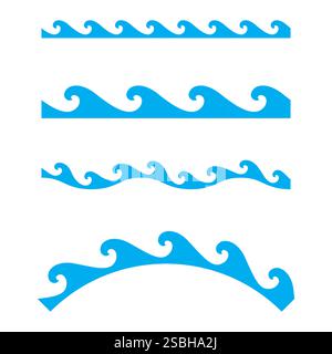 Motif ondulé. Formes océaniques bleues. Eléments décoratifs sans couture. Style aquatique fluide. Illustration de Vecteur