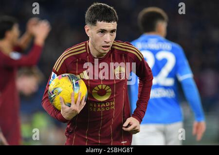 Rome, Latium. 02 février 2025. Matias Soule de L'AS Roma lors du match de Serie A entre Roma et Napoli au stade Olympique, Italie, le 02 février 2025. Crédit crédit : massimo insabato/Alamy Live News Banque D'Images
