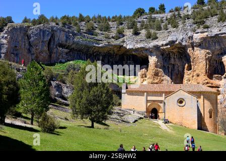 Chapelle Saint-Barthélemy, canyon Rio Lobos, Soria, Espagne Banque D'Images