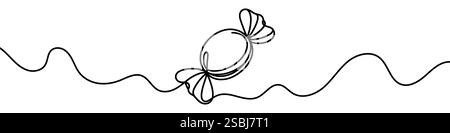 Une illustration en ligne continue d'un bonbon, isolé sur fond blanc. Dessin au trait de bonbons Illustration de Vecteur