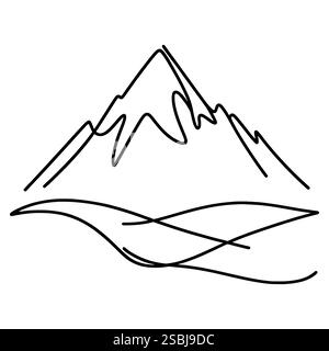 Montagnes linéaires, isolées sur fond blanc. Montagnes dessinées à la main noire. Illustration vectorielle Illustration de Vecteur