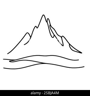 Montagnes linéaires, isolées sur fond blanc. Montagnes dessinées à la main noire. Illustration vectorielle Illustration de Vecteur