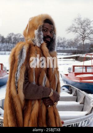 Teddy Pendergrass (1950-2010) était un chanteur américain. Dans sa carrière solo, il sort cinq albums de platine consécutifs, un disque à l'époque pour un artiste R&B noir. Photographié par Bernard Gotfryd à l'Université de Pennsylvanie, Philadelphie, février 1979. Banque D'Images