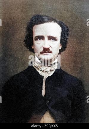 1840S Portrait Edgar Allan Poe 1809-1849 Macabre poète gothique auteur auteur critique Banque D'Images