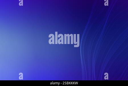Les ondes fluides de particules numériques créent un effet envoûtant sur un fond bleu dégradé vibrant, évoquant un sentiment de technologie moderne Banque D'Images