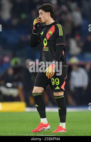 Rome, Latium. 02 février 2025. Mile Svilar de L'AS Roma lors du match de Serie A entre Roma et Napoli au stade olympique, Italie, le 02 février 2025. AllShotLive Credit : Sipa USA/Alamy Live News Banque D'Images