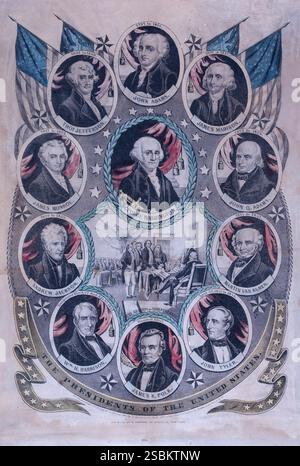 Présidents des États-Unis George Washington, 22 février 1732 - 14 décembre 1799 John Adams, 30 octobre 1735 - 4 juillet 1826 Thomas Jefferson, 13 avril 1743 - 4 juillet 1826 James Madison, 16 mars 1751 - 28 juin 1836 James Monroe, 28 avril 1758 - 4 juillet 1831 John Quincy Adams, 11 juillet 1767 - 23 février 1848 Andrew Jackson, 15 mars 1767 - 8 juin 1845 Martin Van Buren, 5 décembre 1782 - 24 juillet 1862 William Henry Harrison, 9 février 1773 - 4 avril 1841 John Tyler, 29 mars 1790 - 18 janvier 1862 James Knox Polk, 2 novembre 1795 - 15 juin 1849 Banque D'Images