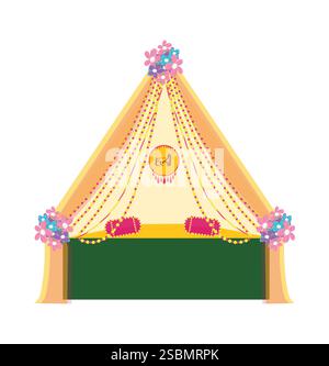 Haldi Ceremony Setup pour mariée Illustration de Vecteur