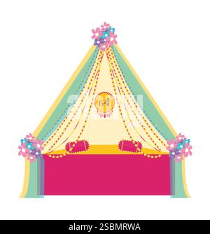 Configuration de cérémonie Haldi pour mariée Illustration de Vecteur