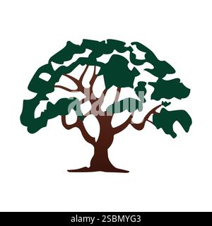 Bel arbre avec des feuilles vertes Illustration de Vecteur