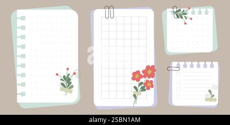 Modèle de journal à puces. Raboteuse hebdomadaire et quotidienne. Planteur de santé mentale. Illustration de Vecteur