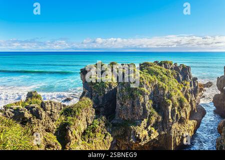 Nouvelle-Zélande, île du Sud, côte de Punakaiki, parc national de Paparoa Banque D'Images