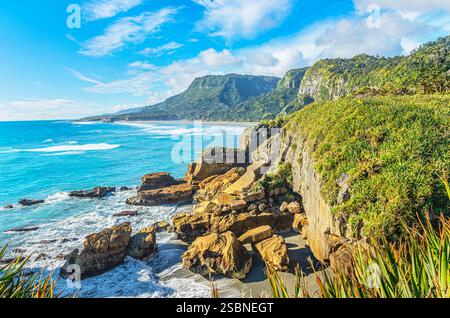 Nouvelle-Zélande, île du Sud, côte de Punakaiki, parc national de Paparoa Banque D'Images