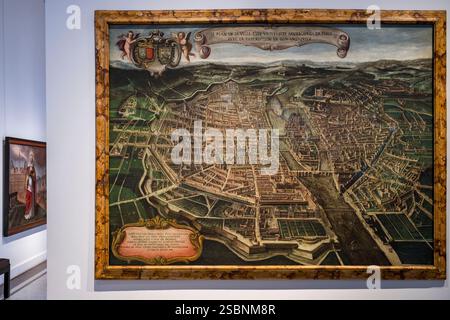 France, Paris, quartier du Marais, Musée Carnavalet, carte de Paris entre 1632 et 1641 Banque D'Images