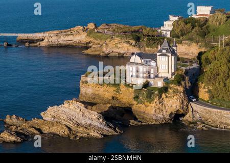 France, Pyrénées Atlantiques, pays Basque, Biarritz, la villa Belza (vue aérienne) Banque D'Images