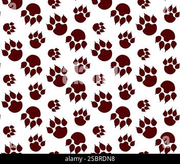 motif sans couture de vecteur de ligne graphique de conception de patte de chat de tigre. Symbole de pas d'animal de compagnie d'empreinte pour zoo animal, applications d'élément de logo vétérinaire et sites Web. Illustration de Vecteur