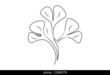 Ginkgo biloba dessin continu d'une ligne. Affiche minimaliste de botanique abstraite, illustration vectorielle de dessin de ligne simple continue de fleur de Ginkgo Illustration de Vecteur