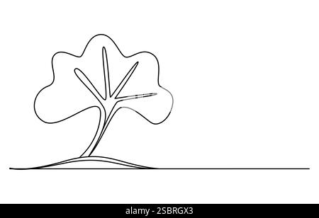 Ginkgo biloba dessin continu d'une ligne. Affiche minimaliste de botanique abstraite, illustration vectorielle de dessin de ligne simple continue de fleur de Ginkgo Illustration de Vecteur