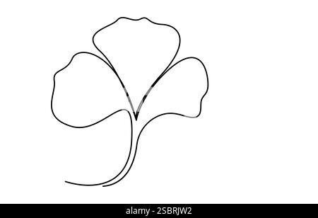Ginkgo biloba dessin continu d'une ligne. Affiche minimaliste de botanique abstraite, illustration vectorielle de dessin de ligne simple continue de fleur de Ginkgo Illustration de Vecteur
