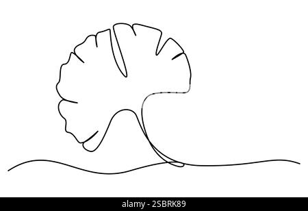 Ginkgo biloba dessin continu d'une ligne. Affiche minimaliste de botanique abstraite, illustration vectorielle de dessin de ligne simple continue de fleur de Ginkgo Illustration de Vecteur
