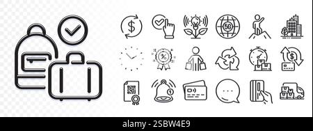 Icônes Acheteur, rappel et bagage à main pour l'application Web. Icône de pictogramme. Éblouissement des icônes de lumière. Vecteur Illustration de Vecteur