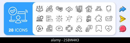 Icônes de fichier de réception, de document et de ligne d'inflation. Pour l'application Web, impression. Icônes de ligne d'application. Vecteur Illustration de Vecteur