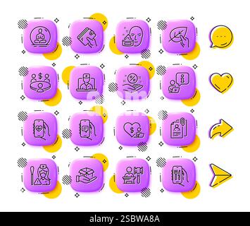 Icônes de ligne crème d'enchères, d'entrevue et de visage. Pour l'application Web, impression. Icônes des boutons 3D de l'application. Vecteur Illustration de Vecteur