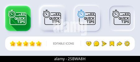 Icône de ligne conseils rapides. Signe astuces utiles. Boutons neumorphiques. Vecteur Illustration de Vecteur