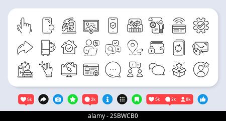 Récupération de smartphone, souris d'ordinateur et pack d'icônes de ligne préférées. Pour l'application Web. Icônes de médias sociaux. Vecteur Illustration de Vecteur