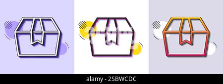 Icône de ligne de boîte d'emballage. Signe de colis de livraison. Marchandises de cargaison. Motif en pointillés demi-ton. Vecteur Illustration de Vecteur