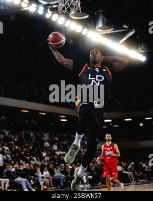 Match à domicile de la Super League Lions contre Leicester Riders au Copper Box Arena, Olympic Park London le 19 janvier 2025. Les lions gagnent 91-71.copyright Carol J moir/Alamy Banque D'Images