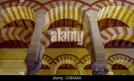 plan bas angle des célèbres arches à l'intérieur de la mosquée-cathédrale de cordoue Banque D'Images
