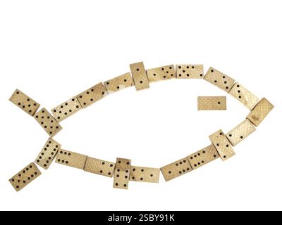 Domino bloque sur le fond blanc Banque D'Images