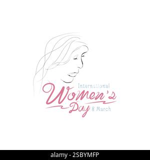 Bonne journée des femmes typographie calligraphique-3 Illustration de Vecteur