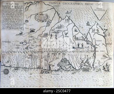 Histórica relación del Reyno de Chile - Mapa. Banque D'Images