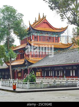 Architecture du temple Zhaojue à Chengdu, Sichuan, Chine Banque D'Images