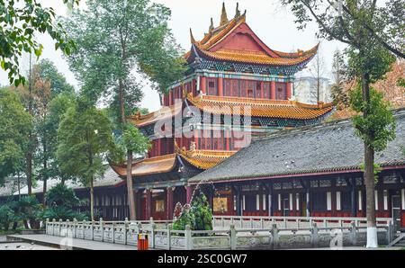 Architecture du temple Zhaojue à Chengdu, Sichuan, Chine Banque D'Images
