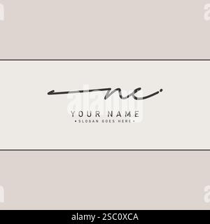 Modèle de logo vectoriel NC lettre initiale dans le style de signature manuscrite Illustration de Vecteur