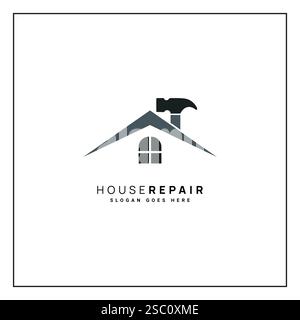 Réparation de maison, entretien et construction logo avec icône marteau Illustration de Vecteur