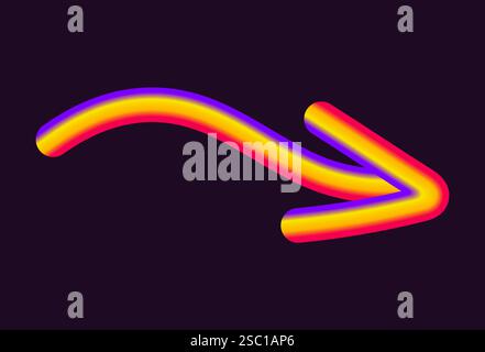 design vectoriel au néon vibrant avec des flèches dans diverses formes et directions. les flèches ont un effet dégradé brillant, combinant des teintes claires de jaune, ora Illustration de Vecteur