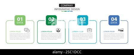modèle de papier de mise en page rectangulaire de 4 infographies de données. Arrière-plan abstrait d'affaires d'illustration. Illustration de Vecteur